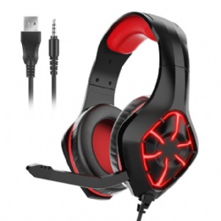 Wired gaming headset with RGB light
